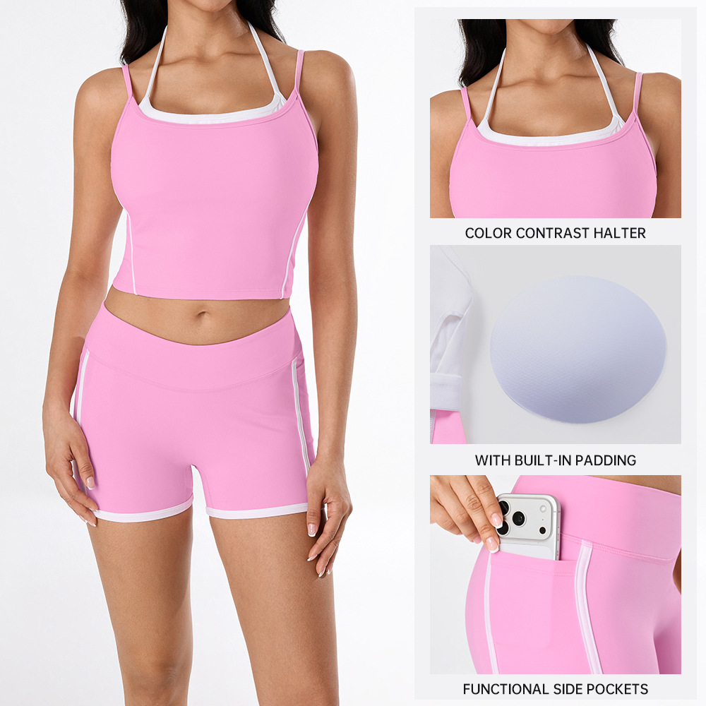 Yoga desnudo chaleco de mujer nuevo cintura alta hip running pantalones de entrenamiento elástico ajuste conjunto de ropa de entrenamiento