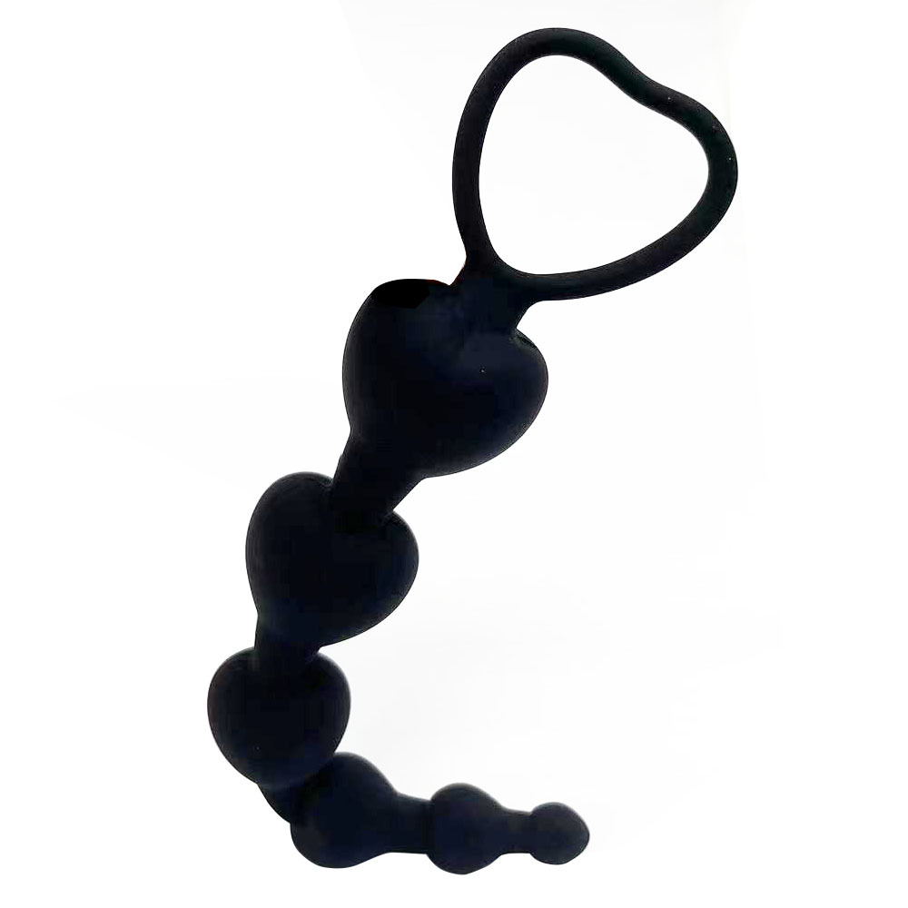 Plug anal de silicona con forma de corazón y seis bolas juguete_voghion.com