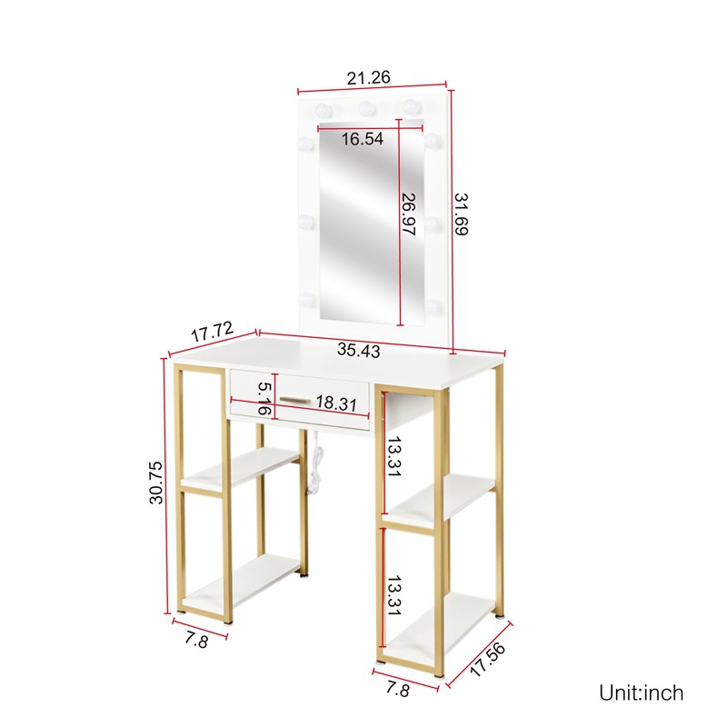 Mesa de maquillaje tocador dormitorio moderno minimalista 2023 nuevo taburete de mesa pequeño con tocador integrado ligero