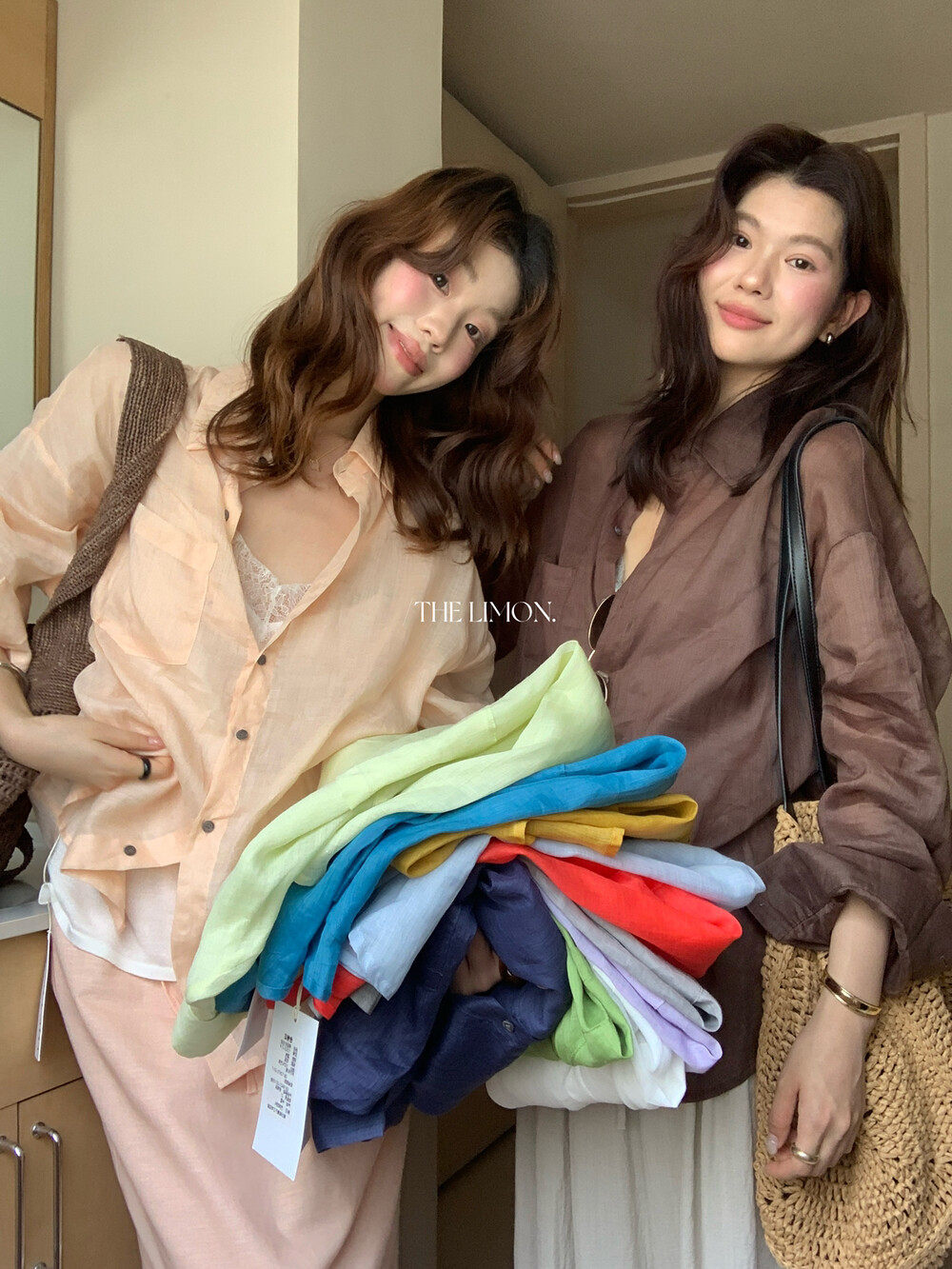 Áo sơ mi nữ linen tay dài cổ bẻ phong cách thư giãn — Xanh đen, xanh lam, Màu cà phê, màu hồng chi tiết 7