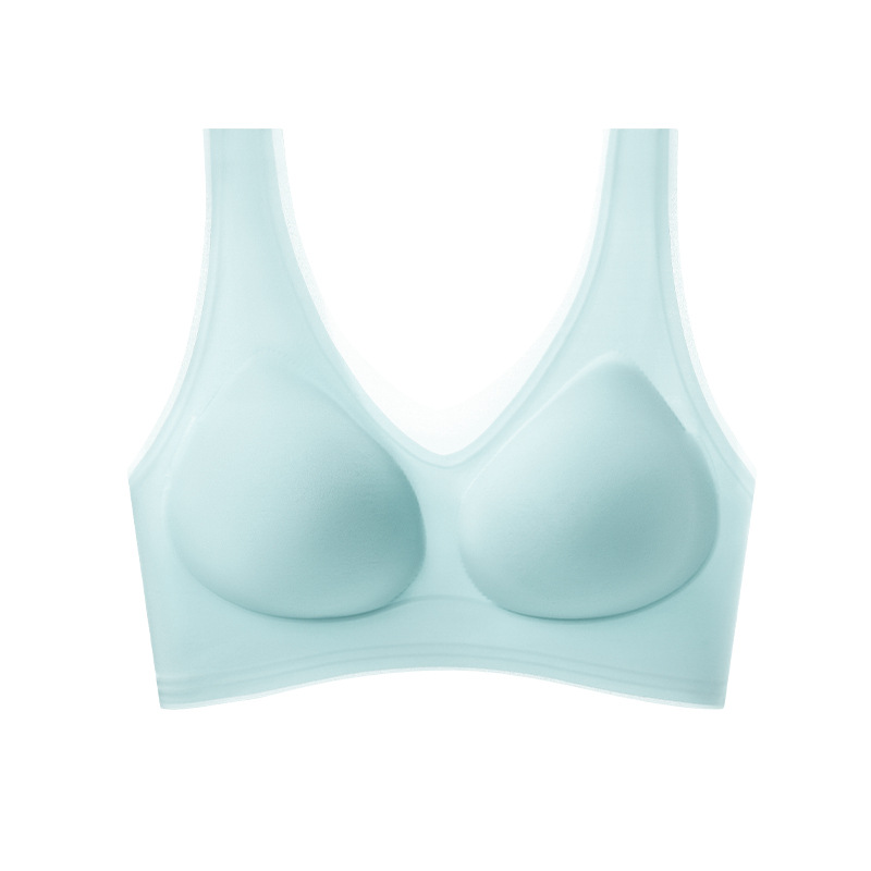 Sin costuras, hermosa espalda, ropa interior ultrafina, estilo de chaleco transpirable para mujer, pecho grande, tamaño pequeño, sujetador de seda de hielo de verano sin anillo de acero