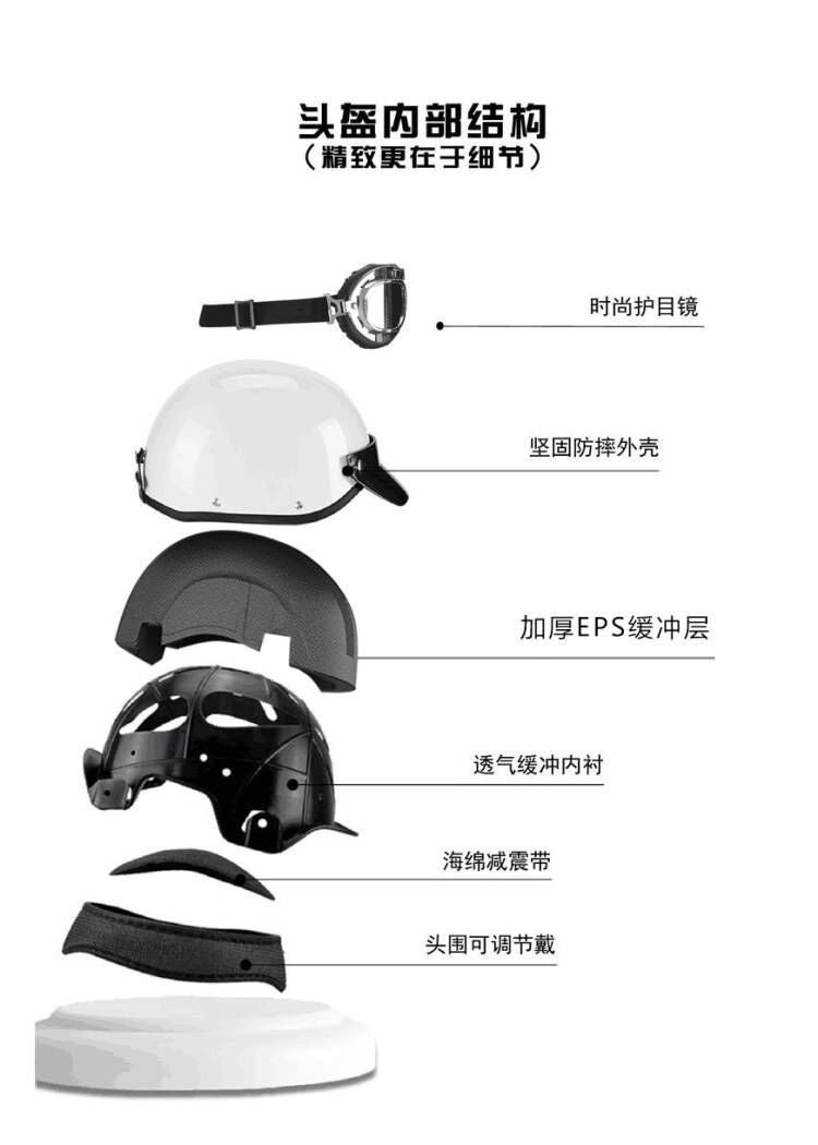 Retro Motorcycle Helmet 3C Certified Electric Vehicle Safety Helmet Men's and Women's Half Helmet Summer Sun Protection Safety Helmet Motorcycle Helmet