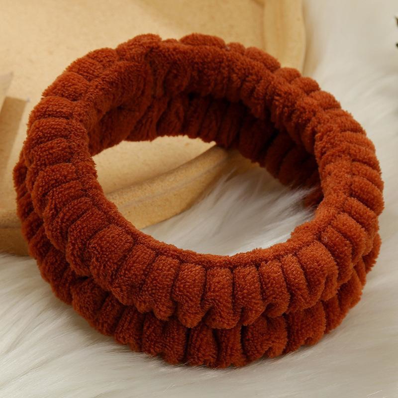 Directo de fábrica de color sólido simple banda de pelo de lavado facial banda de pelo autoadhesivo accesorios DIY felpa anillo de pelo semiacabado tocado