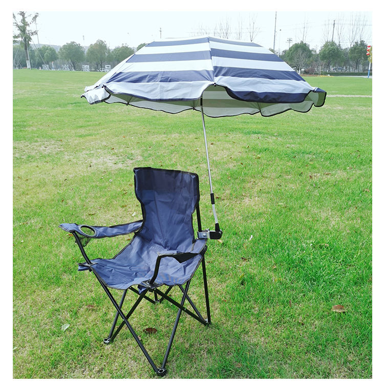Nuevos productos para adultos silla de playa paraguas azul blanco rayas abrazadera paraguas silla de camping respaldo sombrillas paraguas de playa