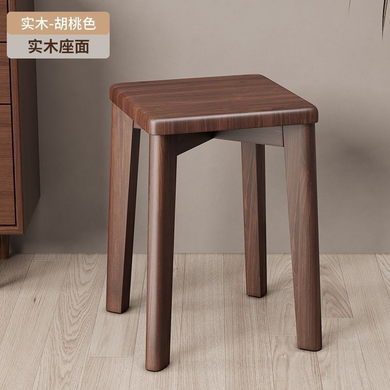 Household Solid Wood Square Stools Can Be Stacked Dining Table Stools Living Room High-End Soft-Packed Dining Chairs Benches Bedroom Simple Dressing Stools