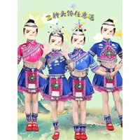 Новые детские марксистские этнические костюмы, костюмы для выступлений миао для девочек, танцевальные представления Яо, И, Чжуан.