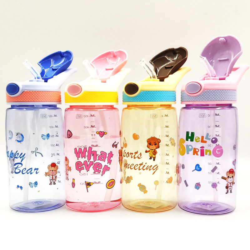 Taza de agua de paja de rebote para niños portátiles de estilo chino Taza de agua de mango de paja de dibujos animados Hervidor portátil de paja deportiva