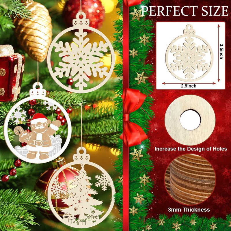 Cross-Border New Wooden Hollow Christmas Decorations Craft Production Hanging Decorations Christmas Tree Decoration Pendants