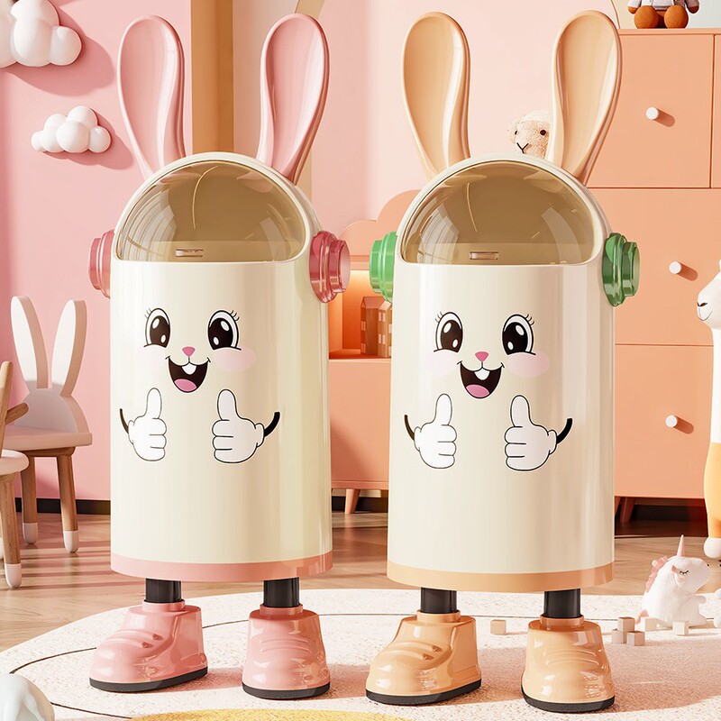 Rabbit-ear trash can for home use in the bathroom, stylish and portable sanitary bin for bedroom and living room, creative trash can with lid Rabbit-ear trash can for home use in the bathroom, stylish and portable sanitary bin for bedroom and living room, creative trash can with lid