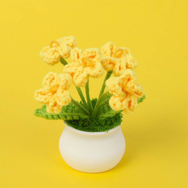 完成品クロスボーダーニットウールひまわり鉢植え造花研究デスクトップ装飾品卒業子供の日の小さなギフト|undefined