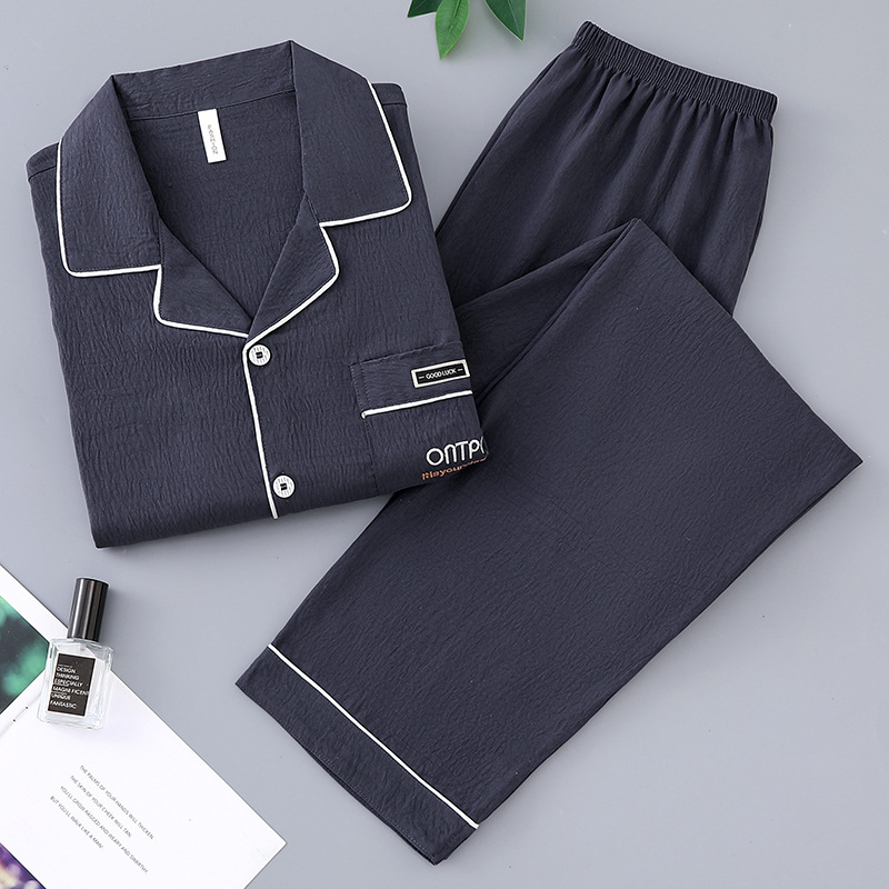 2024 nuevo pijama de hombre primavera y otoño nubes de algodón cardigan de mangas largas casuales sueltas de tamaño grande se puede usar en casa