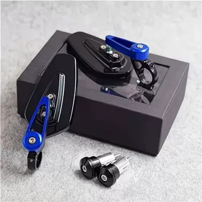 Mirror Handlebar Plug Reflector, Motorcycle rearview mirror - blue-mirror-blue