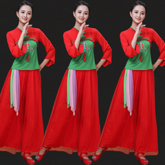 Square dance clothing with padded top and mesh pants set for women in middle and old age, classical dance performance costumes for stage