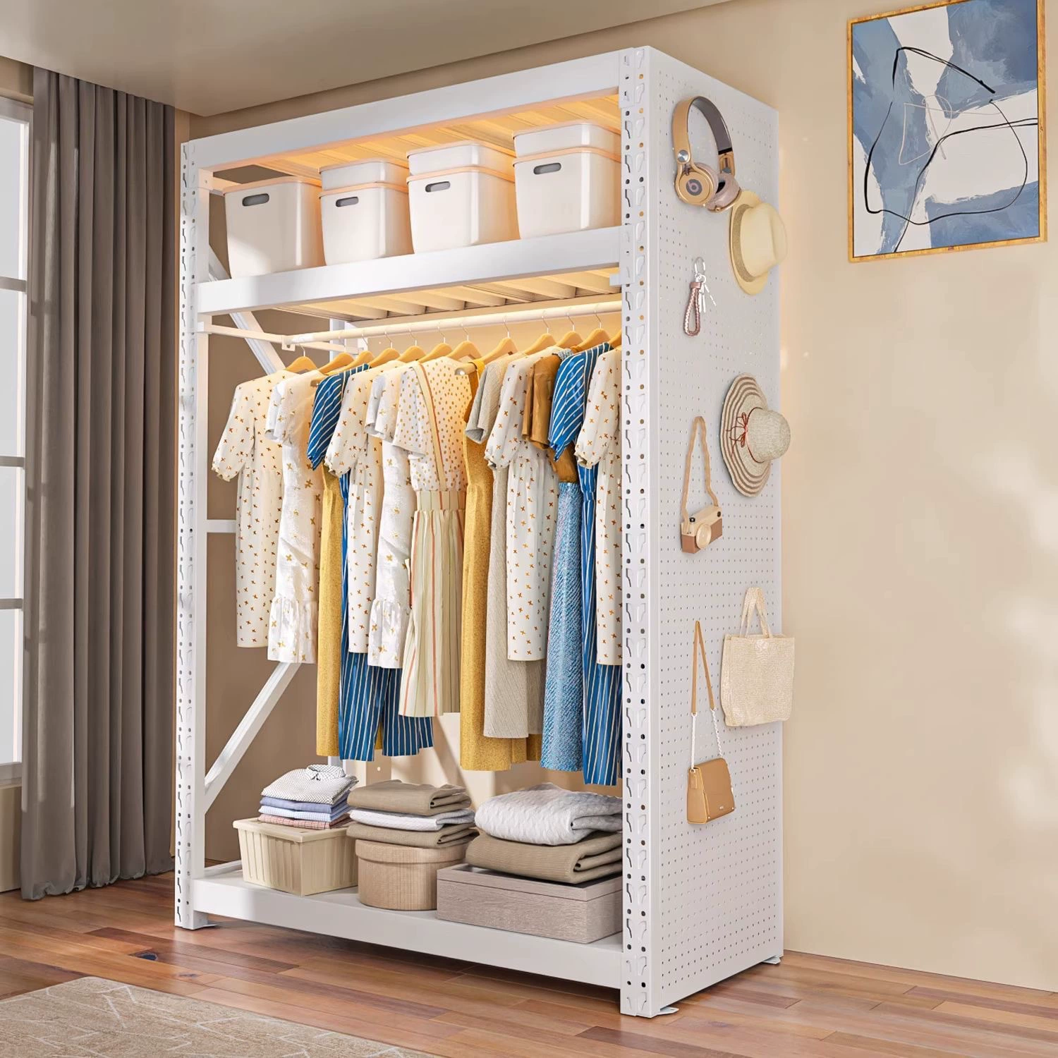 Wardrobe Closet Wardrobe Garment Rack Shelving Unit Freestanding from Yomiego