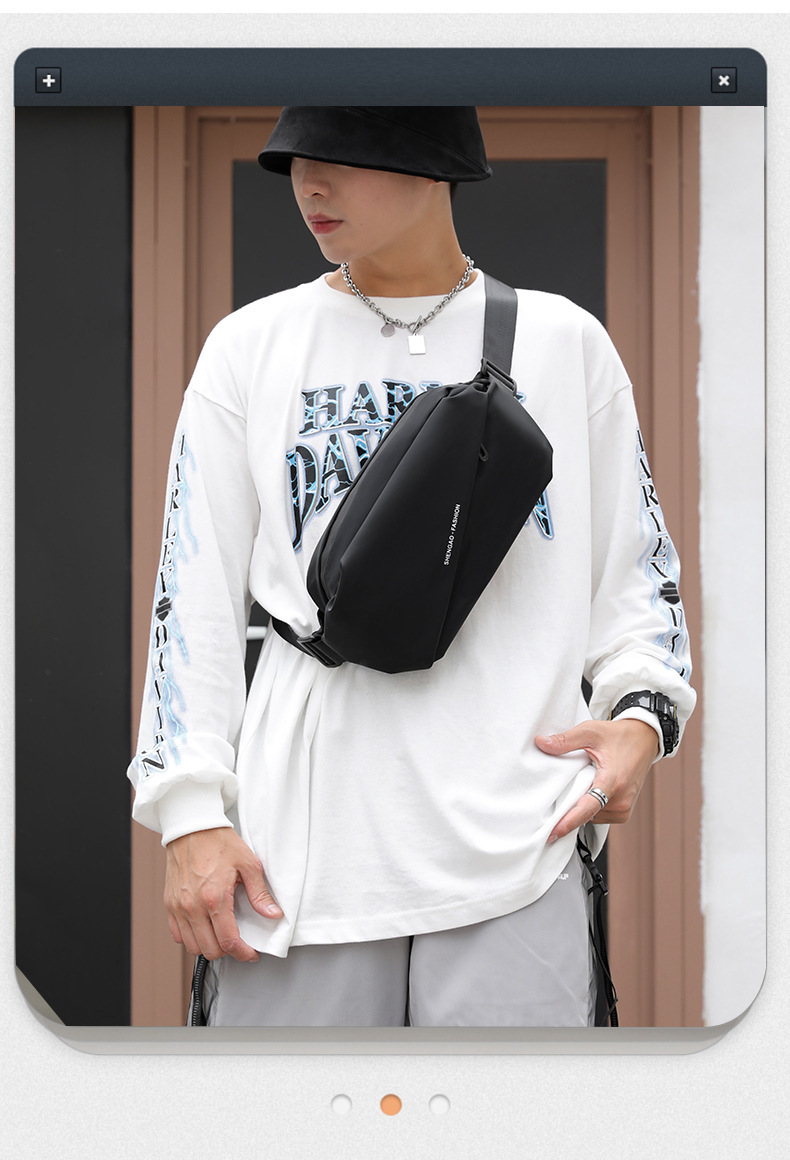 New cross-border men's waist bag, outdoor sports mobile phone bag, multi-functional large-capacity chest bag, casual single-shoulder crossbody bag undefined