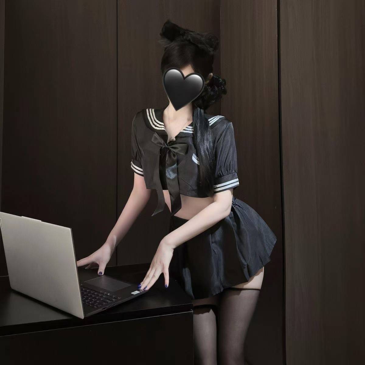 Sailor Student Roleplay Lingerie Set with Pleated Mini Skirt and Stockings — detail image 4