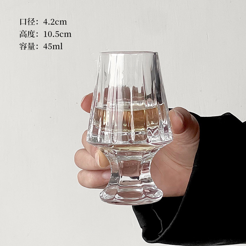 Copa de olor de whisky Copa de degustación de rayas francesas Copa de degustación de cristal grueso Copa de vino de lujo ligero de alta gama Copa de mercado