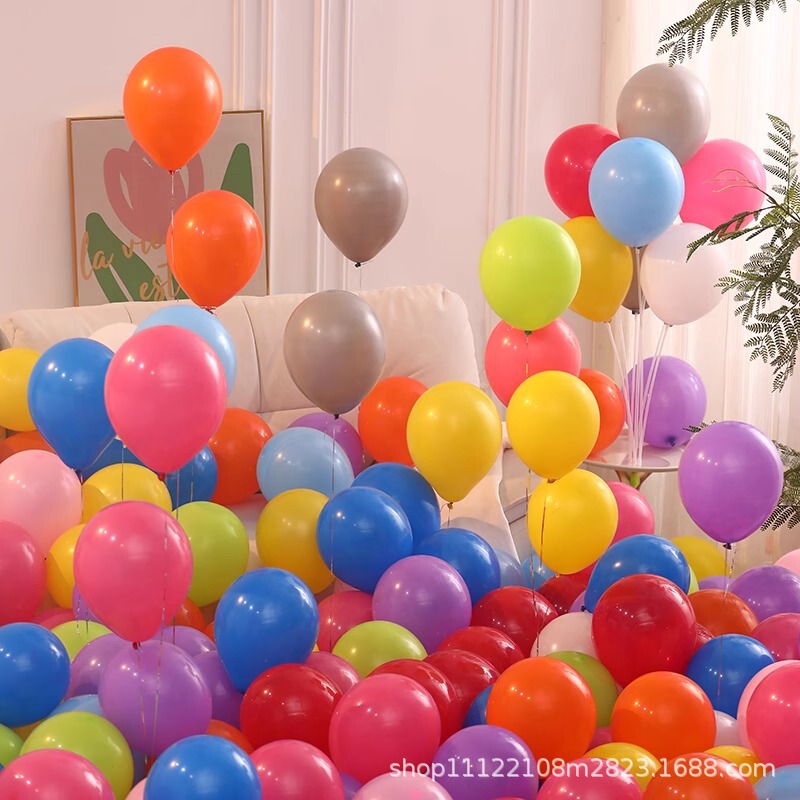 10inch Colorful Balloon Decoration Thickened Explosion-Proof Non-Toxic and Odorless Children's Birthday Scene Atmosphere Arrangement Balloon Wholesale