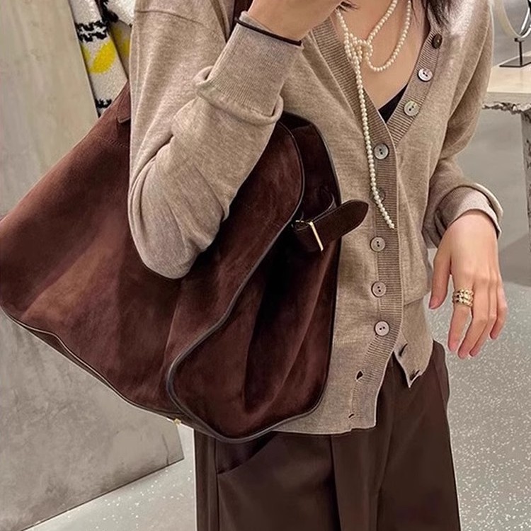 Women's Bags Suede Bag Light Luxury Niche High End Soft Leather Large Capacity Commuter Shoulder Tote Bag Large Bag For Women_voghion.com