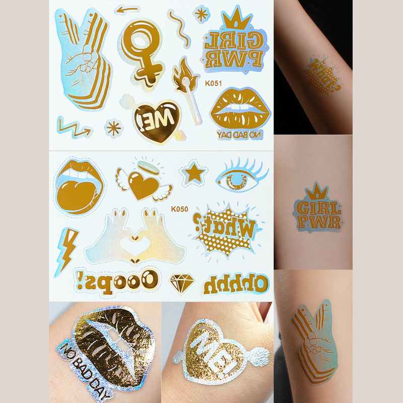 European and American Style Gold Foil Tattoo Stickers, Fashionable and Personalized Wrist and Arm Temporary Disposable Water Transfer Butterfly Tattoo Stickers