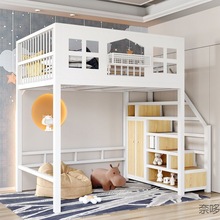 n~北欧加厚铁架床小户型省空间铁艺床高低床复式单上层阁楼床儿童