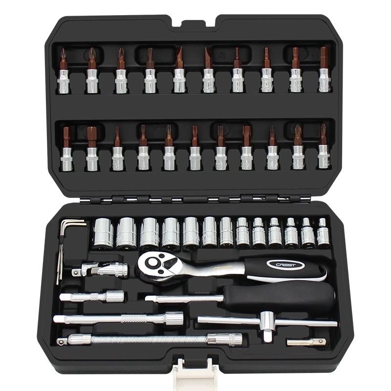 Tools set, small wrench, tubular collar, 46 pieces