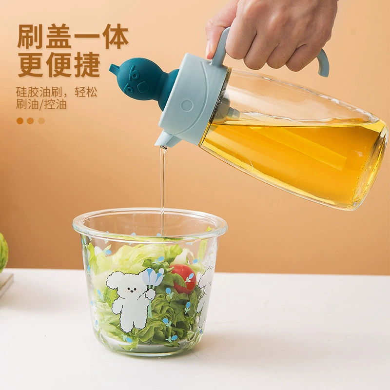 Стеклянная маслёнка в форме птицы с кисточкой для масла, кухонная стеклянная ёмкость для соевого соуса и уксуса, интегрированная бутылка с кисточкой для выпечки