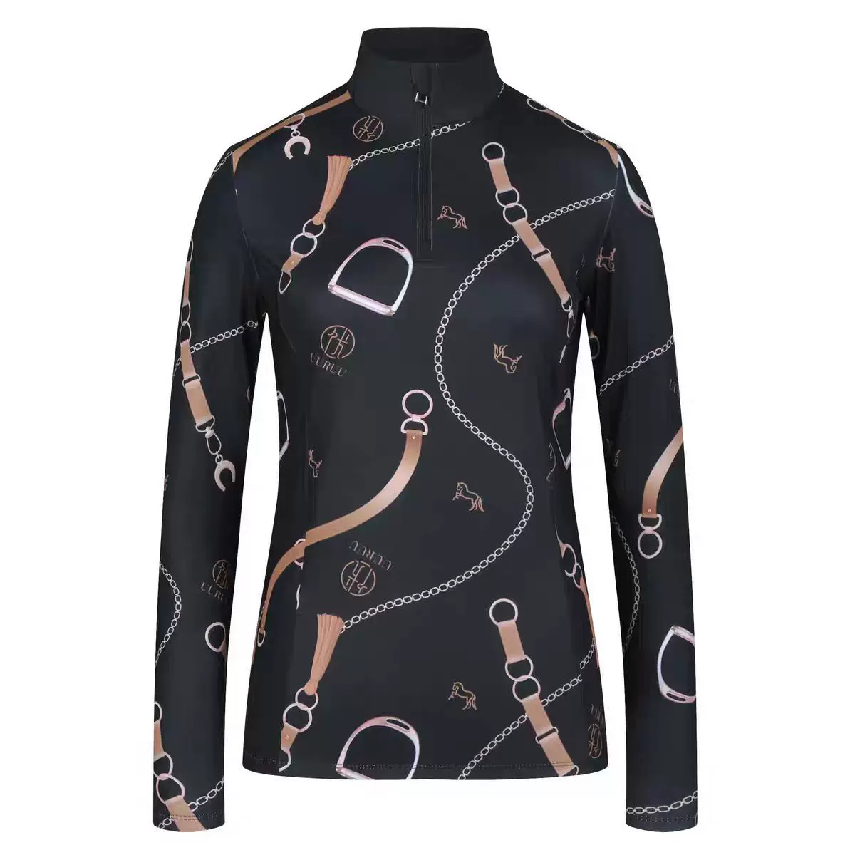 女士骑马上衣针织立领套头女装秋季款马术服长袖T恤潮流马术服