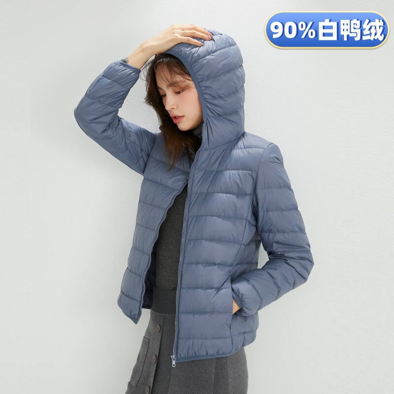 Cross-Border Tanktok Autumn and Winter New 90 Velvet Light down Jacket Women's Hooded Thin Large Size Thickeneded Jacket Cross-Border Tanktok Autumn and Winter New 90 Velvet Light down Jacket Women's Hooded Thin Large Size Thickeneded Jacket