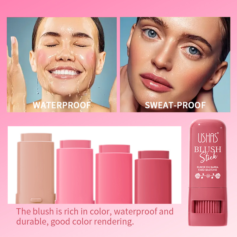 USHAS Amazon Crema de rubor sólido transfronterizo para reparar sombra de ojos mate 2 en 1 maquillaje de larga duración impermeable