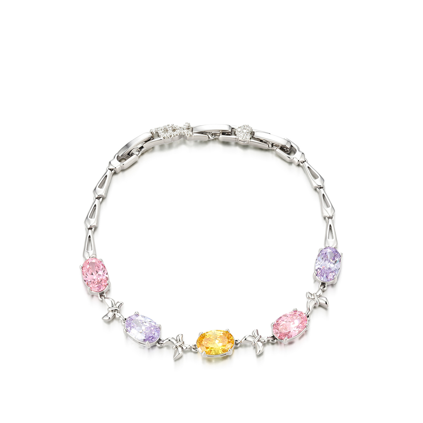 Xuping mosaico de joyas artificiales de color empalmado pulsera aleación de cobre huevo de paloma blanco lujoso ligero temperamento joyas de mano para mujeres
