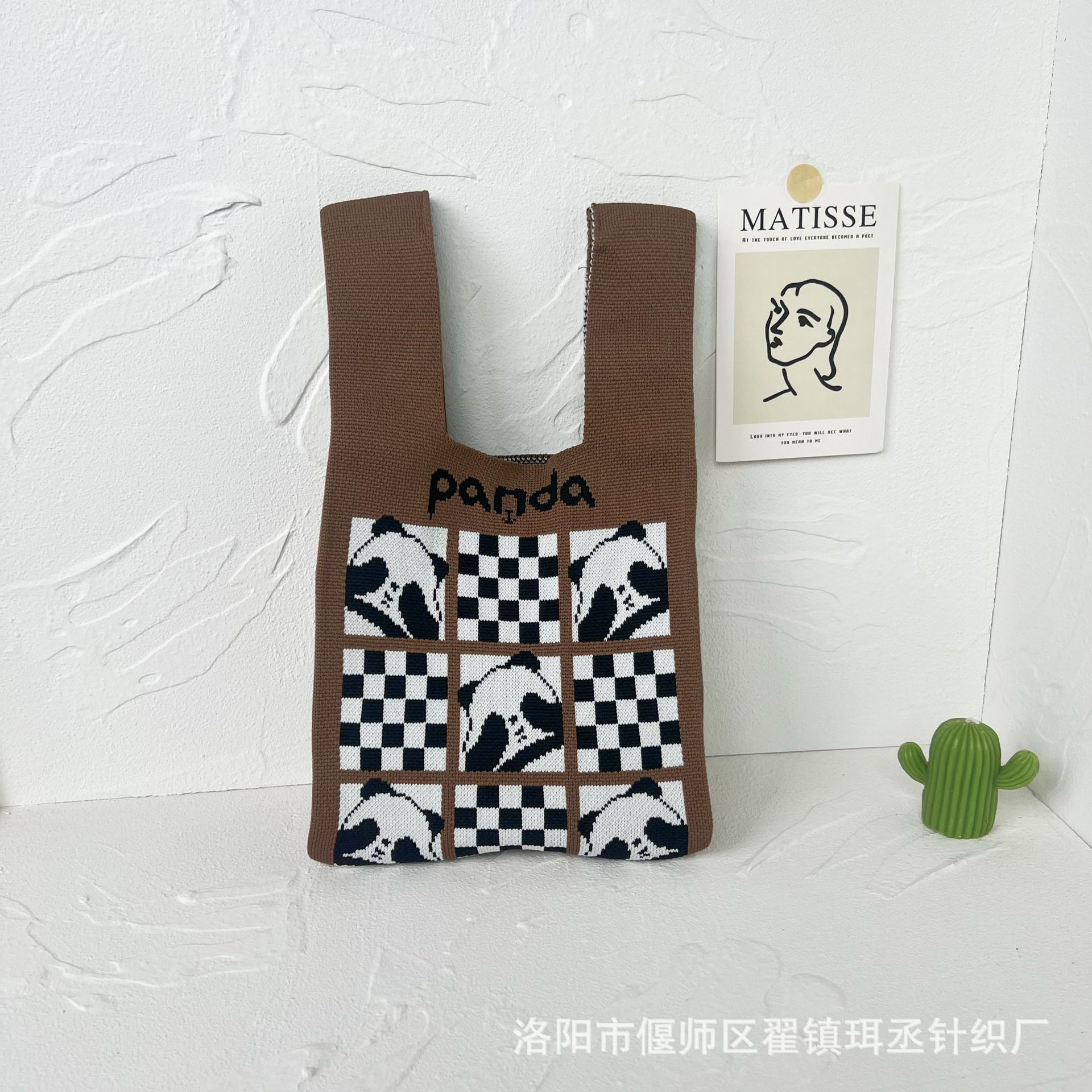 Bolso de punto transfronterizo bolso de punto para mujer bolso de muñeca de todo fósforo bolso Tote bolso tejido de poliéster bolso panda