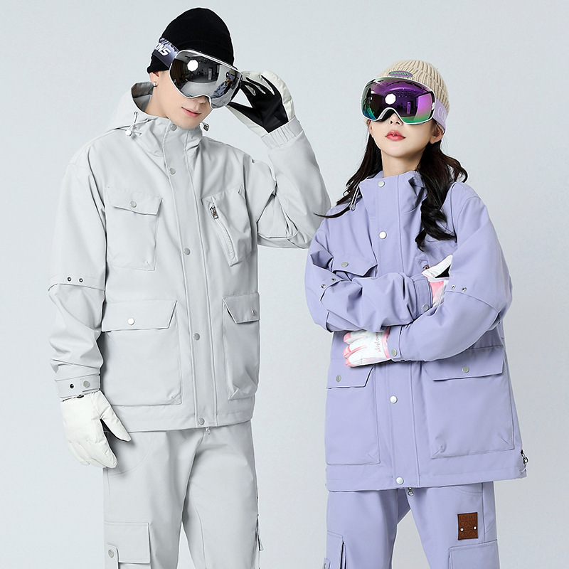 New High-end Camel Same Style Outdoor Jacket Two-piece Set Couple's Hat-off Waterproof Windproof Jacket Green