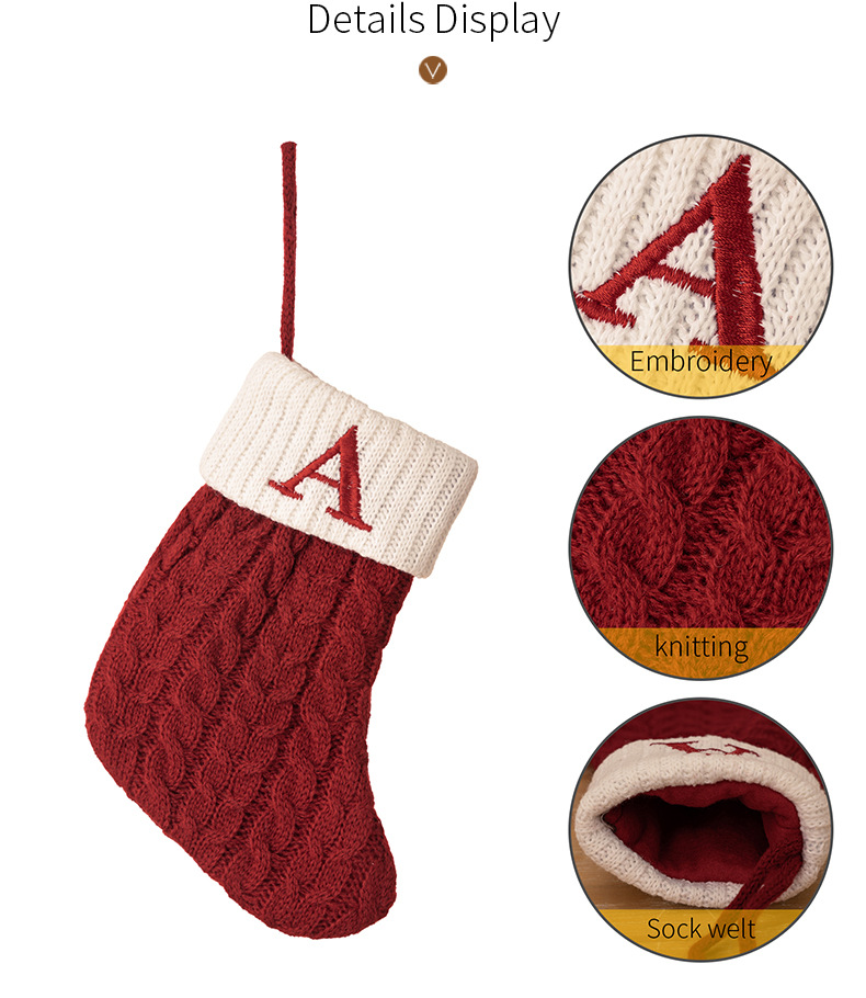 Christmas Cute Letter Christmas Stocking Decoration Creative Christmas Tree Pendant Christmas Style Wool Knitted Socks Decoration Props_voghion.com