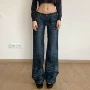 低腰辣妹美式洗水牛仔裤