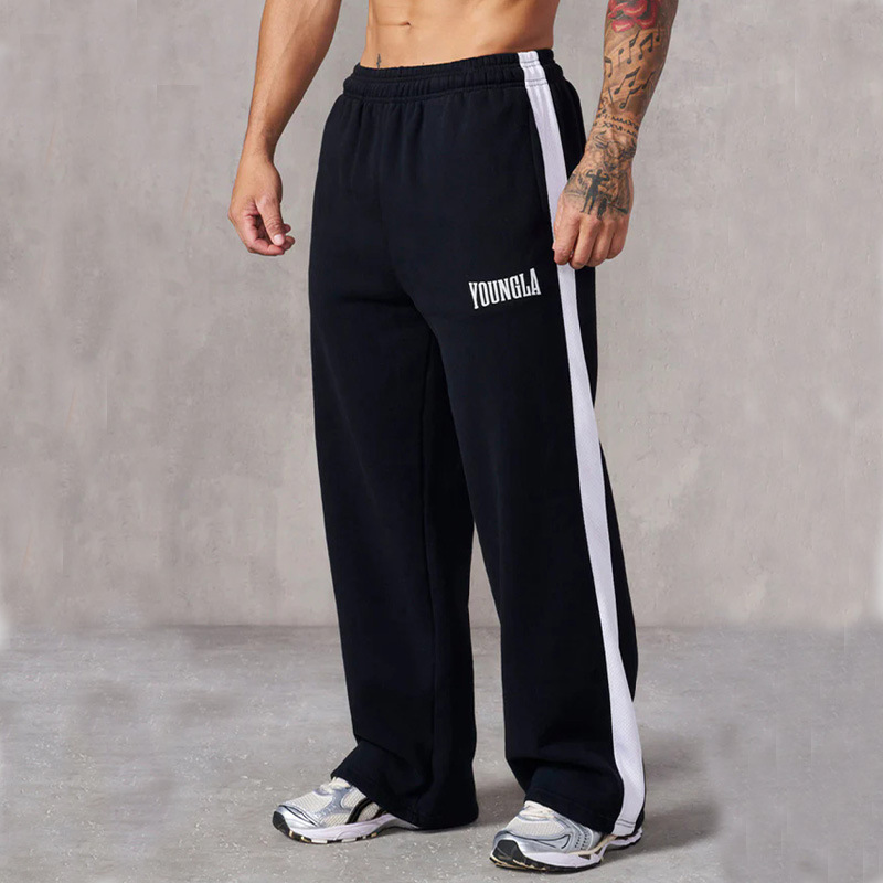 American Young Sweatpants Men's Outdoor Sports Fitness Jogging Straight Wide Leg Casual Fashion Color Matching Pants