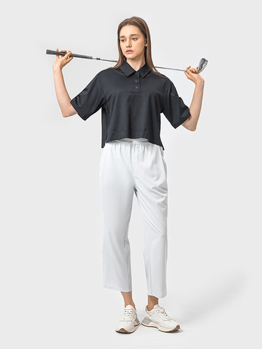 Summer New Casual Loose Collar Polo Shirt Women Fashion Versatile Yoga Fitness Short Sleeve DSS066