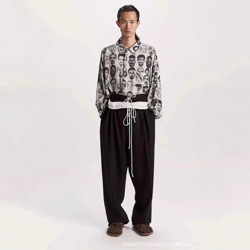 New in Stock Magliano 25Ss Designer Brand Casual Thin Lazy Portrait Printed Long-Sleeved Shirt
