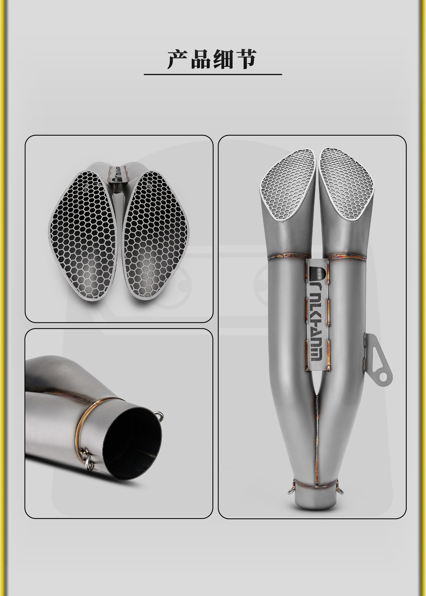 Motorcycle Modified Exhaust Pipe DIY Exhaust Pipe Racing Sound Stainless Steel Twin Exhaust Tail Section 51/60mm Universal