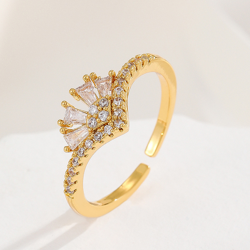 20g Weight Zircon Inlay Material Open Rings Classification 1 Piece Quantity Holiday, Banquet Occasion Copper Material Heart Shape, Crown, Flower Pattern Unisex Gender Inlay Design Lady Style Wholesale Jewelry Lady Heart Shape Crown Flower Copper Zircon Inlay Open Rings 6