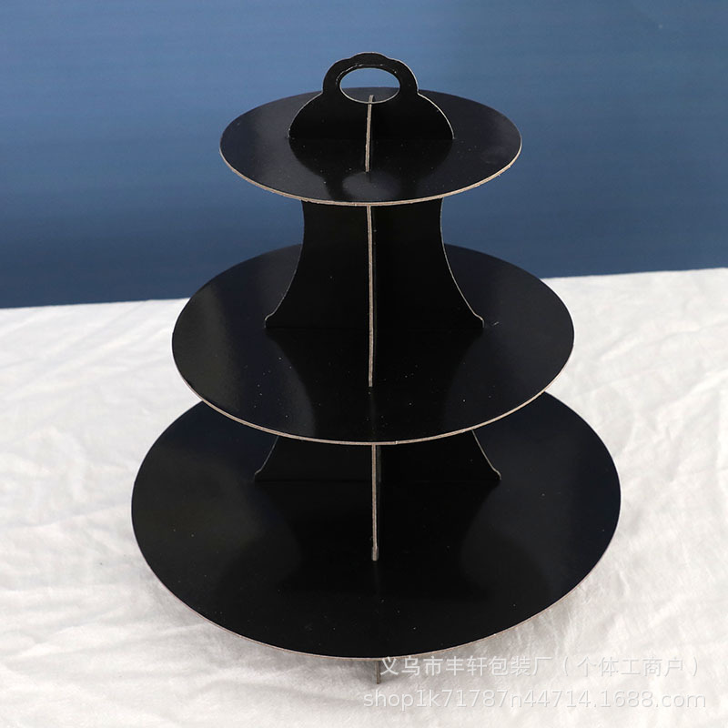 Soporte de pastel de tres capas de papel desechable Postre de fiesta de boda plegable Soporte de mesa para decoración de fiesta