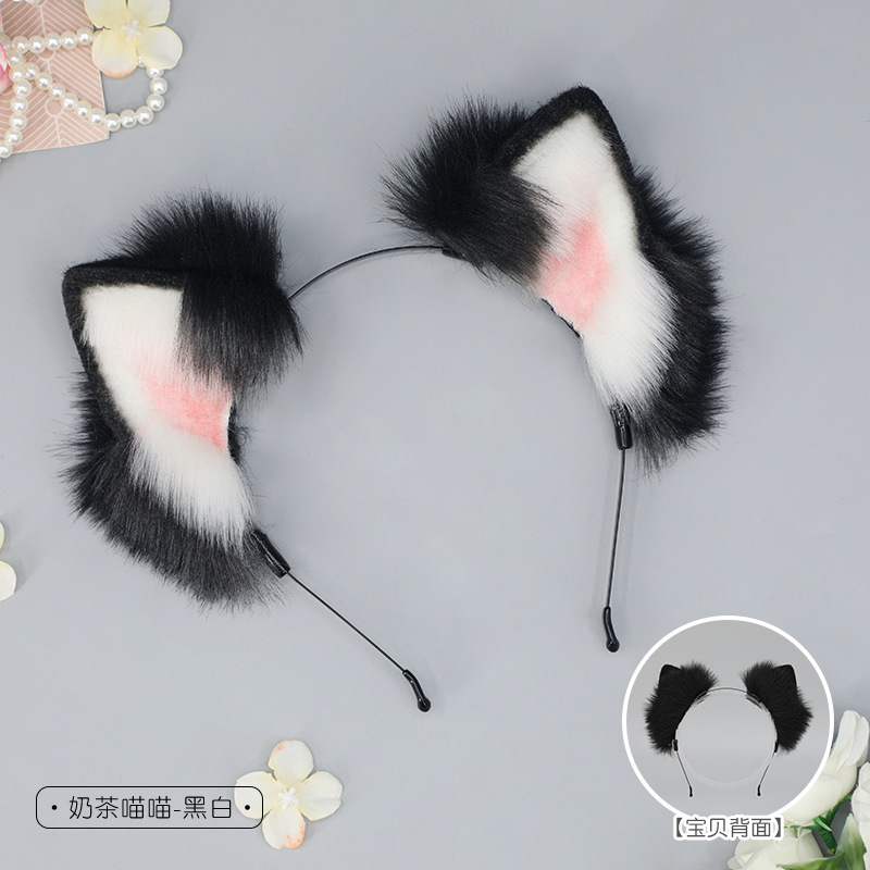 Simulación bestia oído de gato tocado lindo diadema de peluche Cosplay comic show props accesorios gato oído accesorios para el cabello