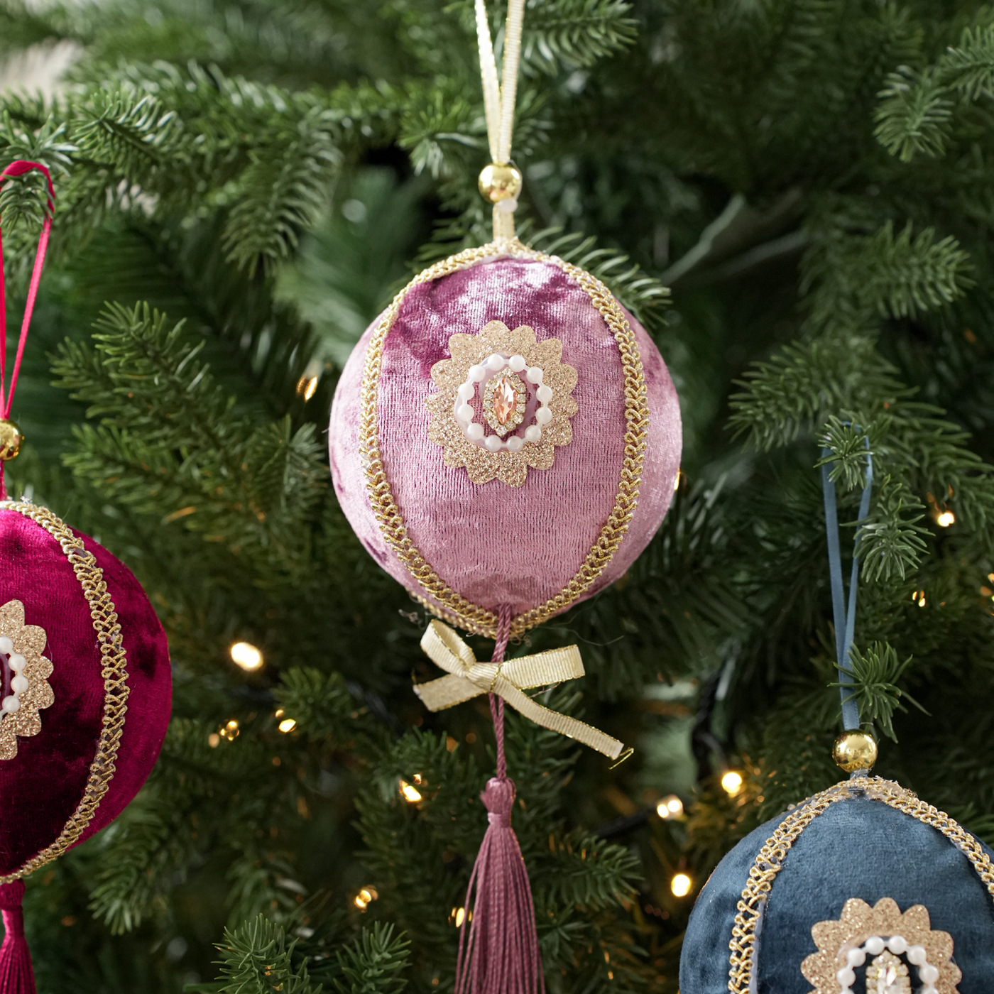 Transfronterizo 8CM tela bola de Navidad envoltura bola de espuma linterna árbol de Navidad decoración de alta calidad colgante colgante
