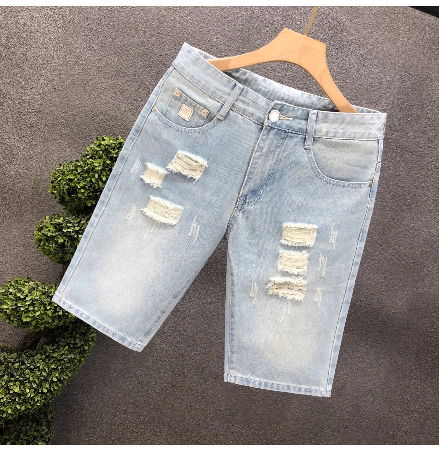 Men's Mid High Waist Denim Shorts Summer Thin Style Casual Loose Straight Leg Five Point Pants New_mkmklike.com