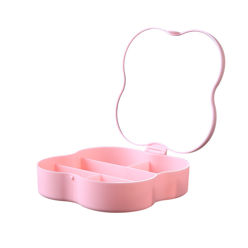 Flores con caja de almacenamiento espejo de princesa caja de maquillaje para el hogar espejo de vestir espejo de dormitorio de estudiantes espejo de maquillaje dividido