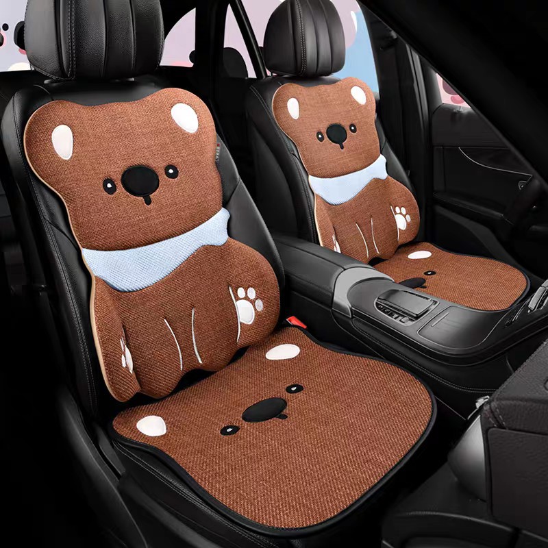 2026 New Model Car Seat Cushion with a High-End Feel, Summer Linen Women's Seat Cover, Universal for All Seasons, Half-Cover Seat Cushion Cover