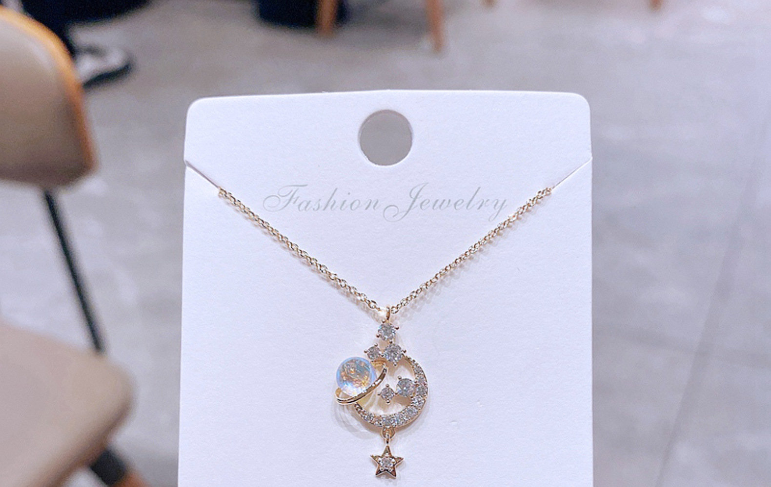 fantasy colored glaze planet fashion clavicle chain copper plated gold necklace