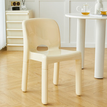 韩国ins风中古家用餐椅北欧简约奶油风塑料靠背椅化妆椅咖啡店椅