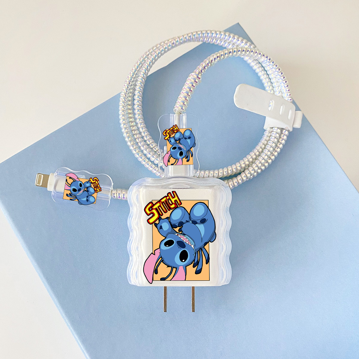 Apple 20w-A5 스티치 오버레이 헤드기어 + 물결선 클립 + 1m 레이저 흰색 로프 + 흰색 스트랩