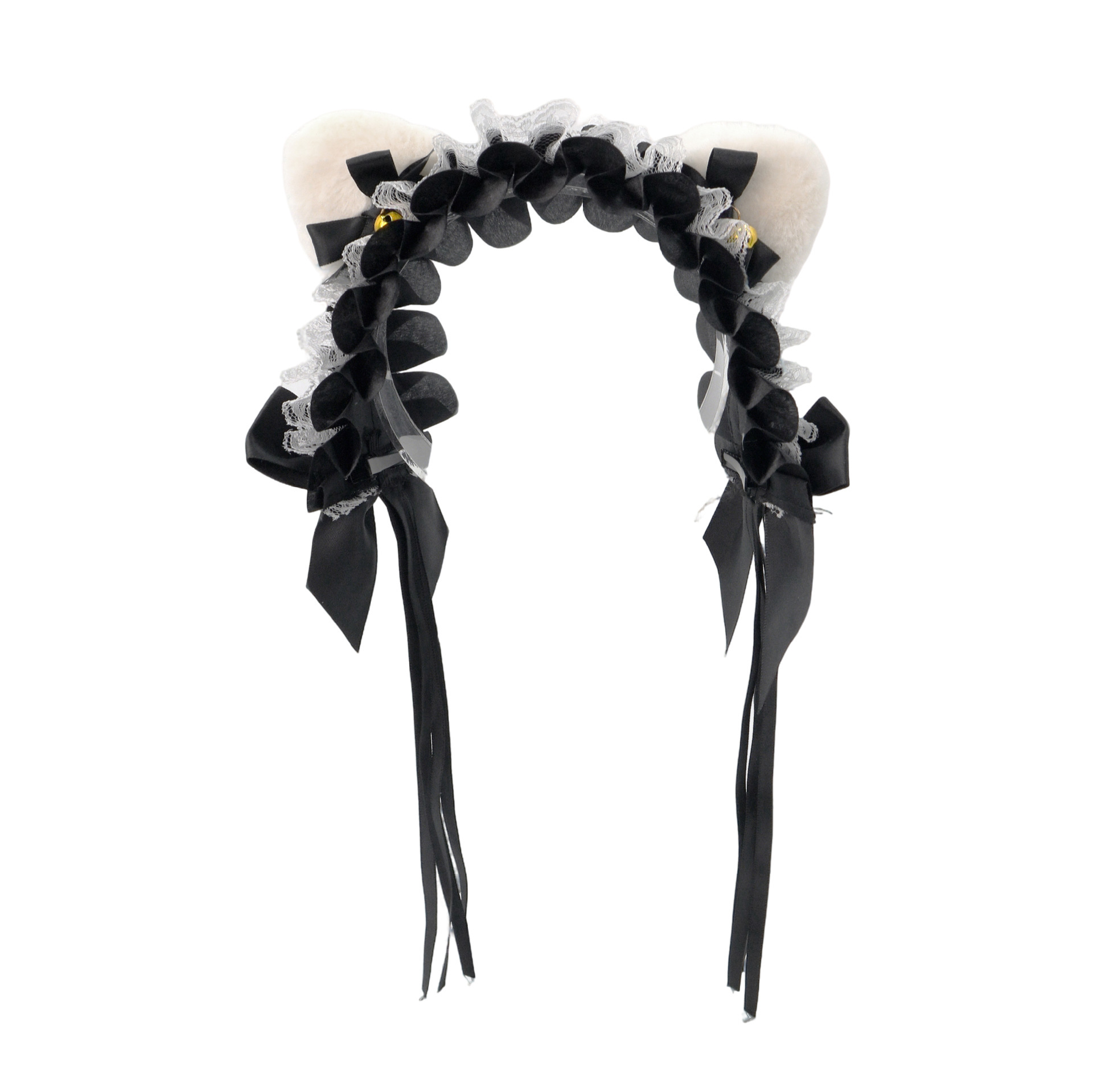 Lolita orejas de gato adornamiento de cabello arco campana de encaje borde clip de cabello banda de malla pulsera de hilo orejas de animales correa de cabello